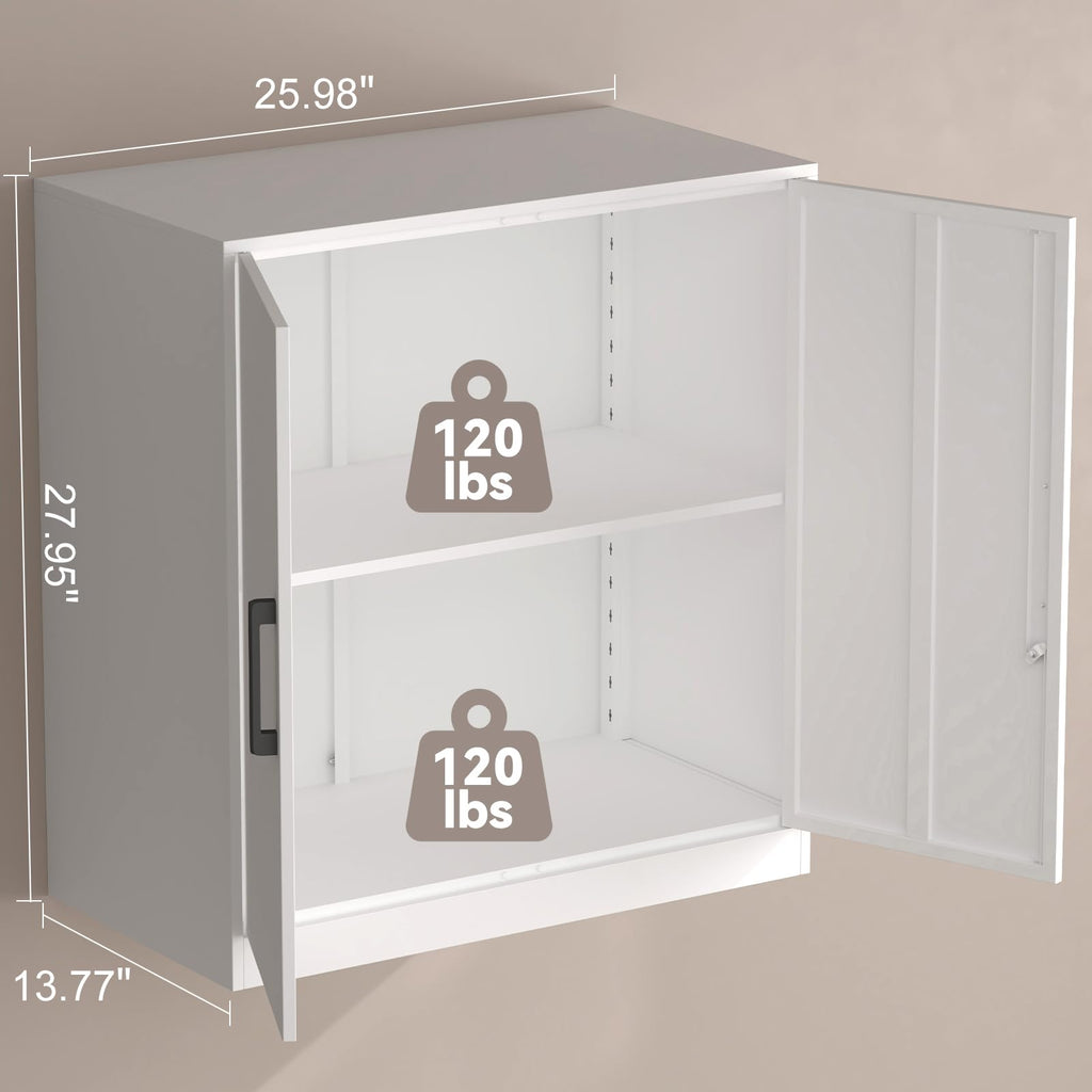 Lockable White Wall Cabinet with Adjustable Shelf O881072