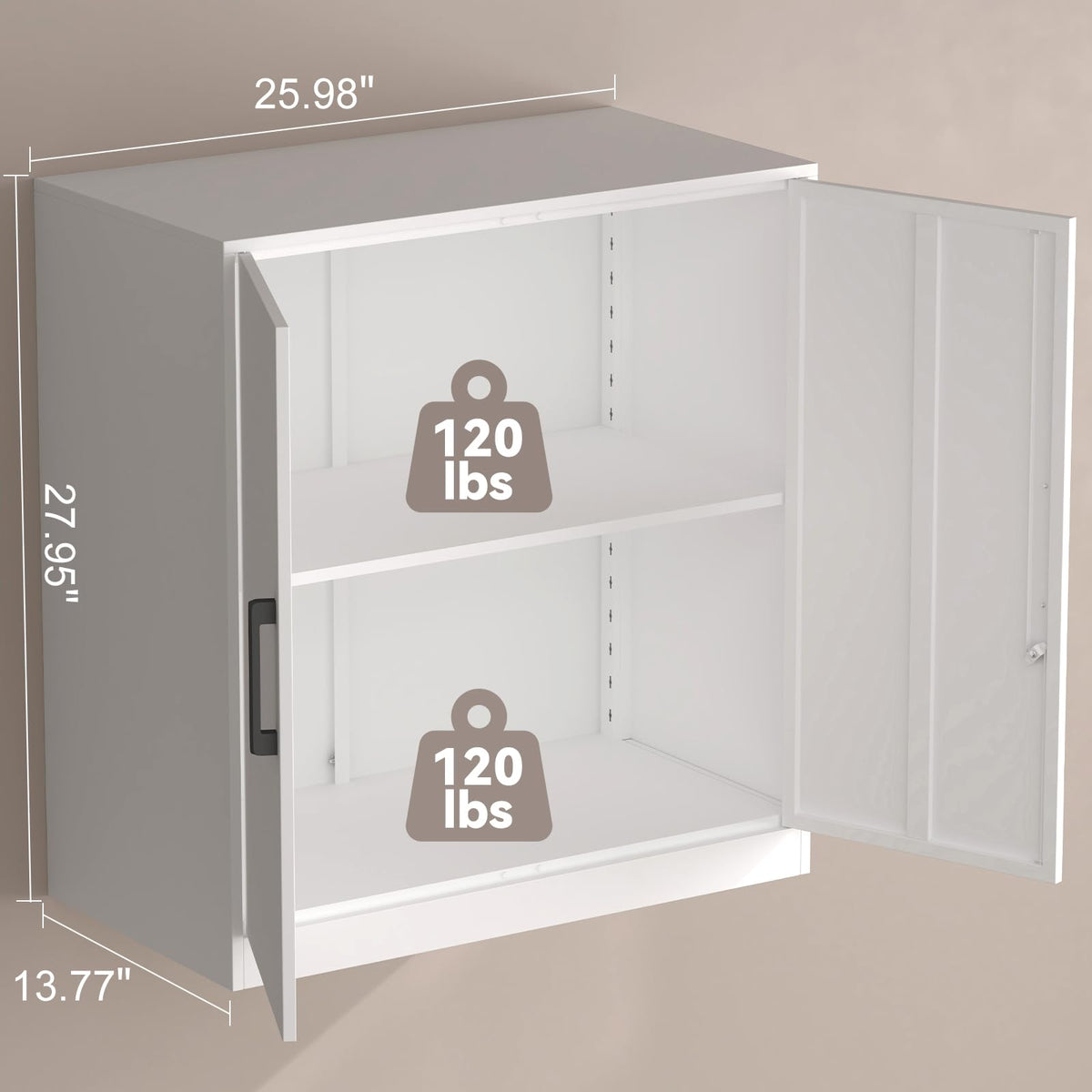 Lockable White Wall Cabinet with Adjustable Shelf O881072