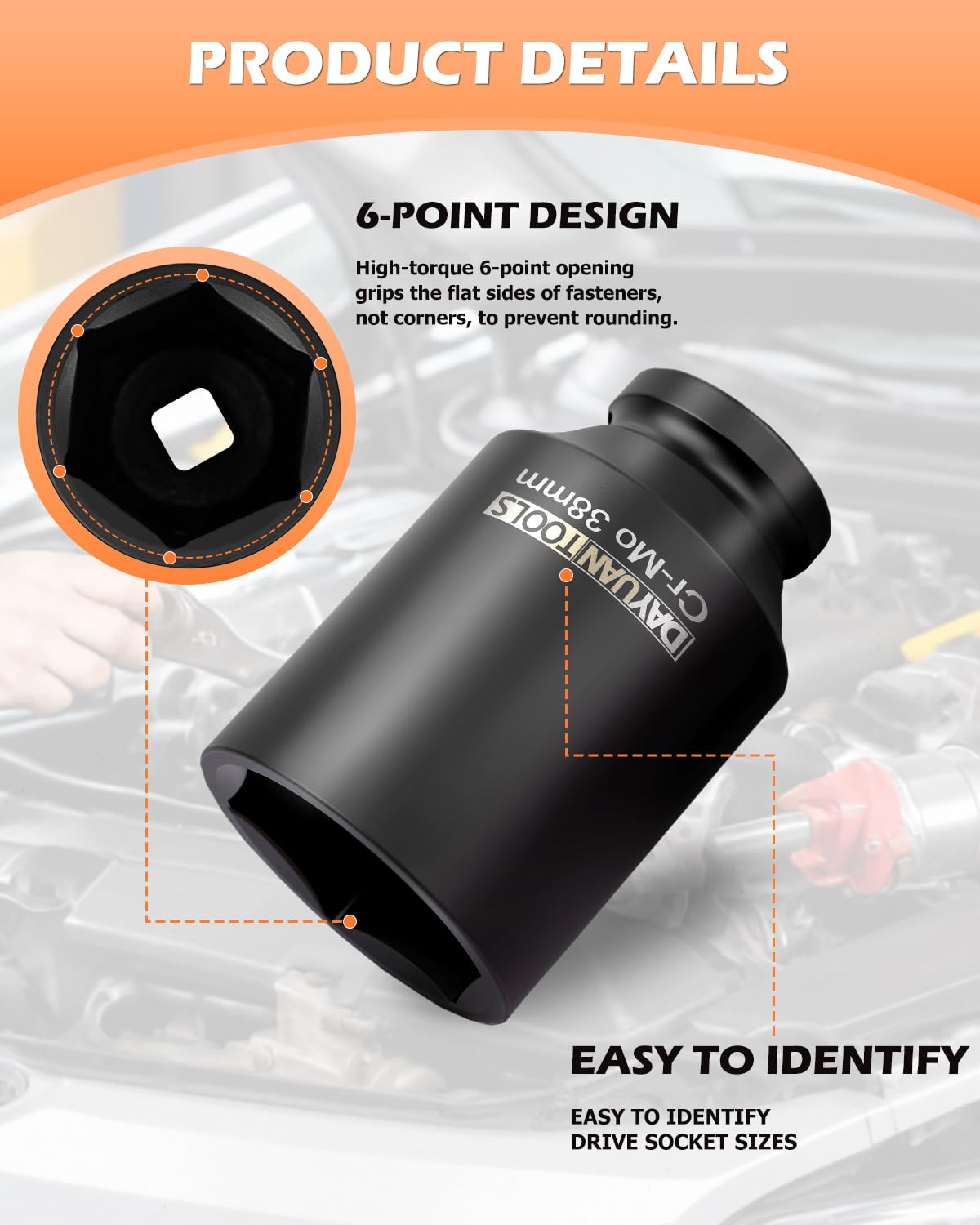 9 Pcs Axle Nut Hub Impact Socket Set with Ball Joint Press & U Joint Removal Tool W813