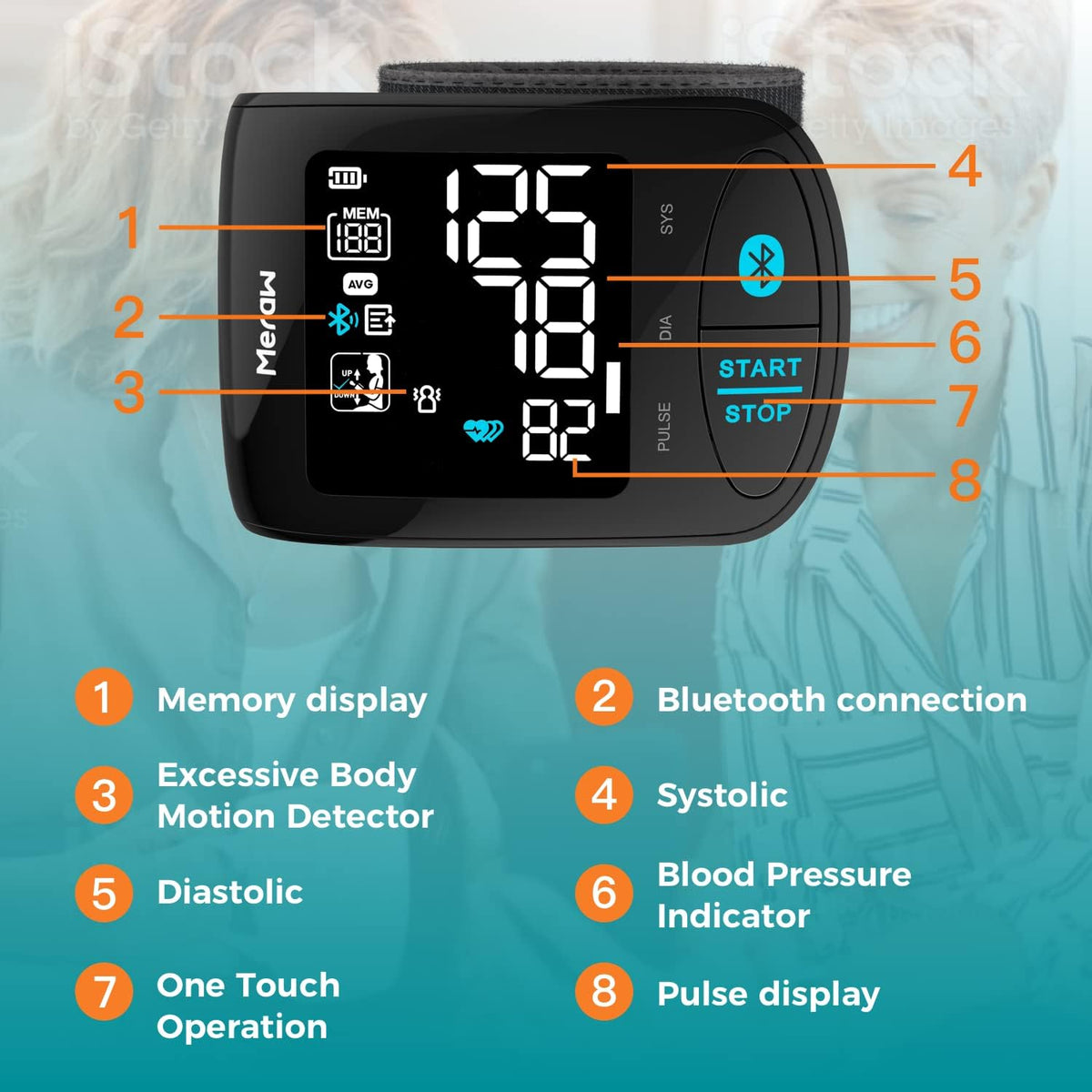 Blood Pressure Monitor Adult Cuff Wrist Automatic Bluetooth Black M425831