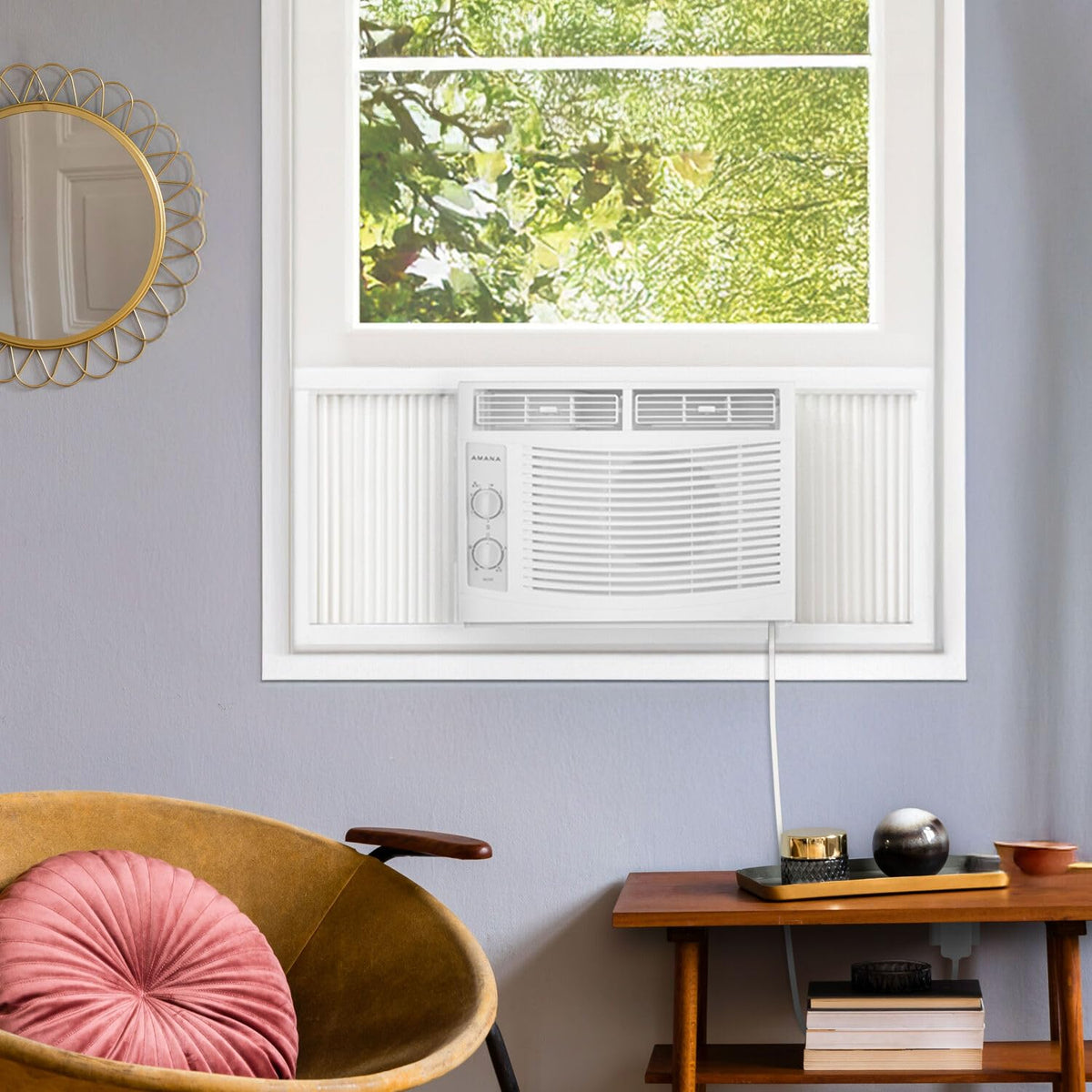5,000 BTU Window Air Conditioner with Mechanical Controls, Dehumidifier, Washable Filter, 2 Fan Speeds, White I14952