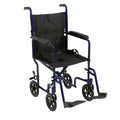 Blue Transport Wheelchair with Swing-Away Footrest V9919