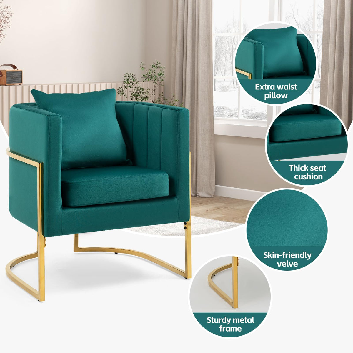 Velvet Accent Chairs Set of 2 Green P8902