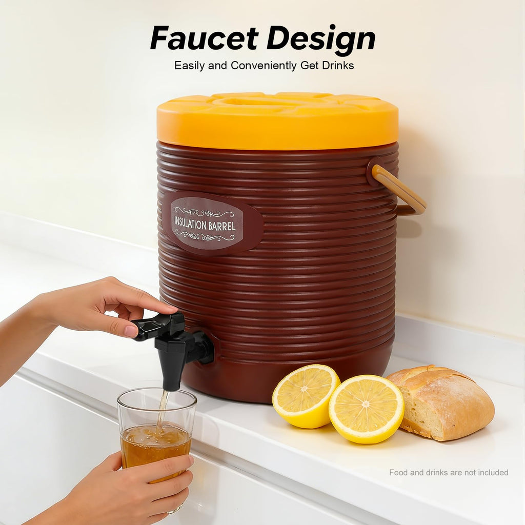 Insulated Beverage Dispenser 3.43gal Stainless Steel Portable Water Jug Y2989