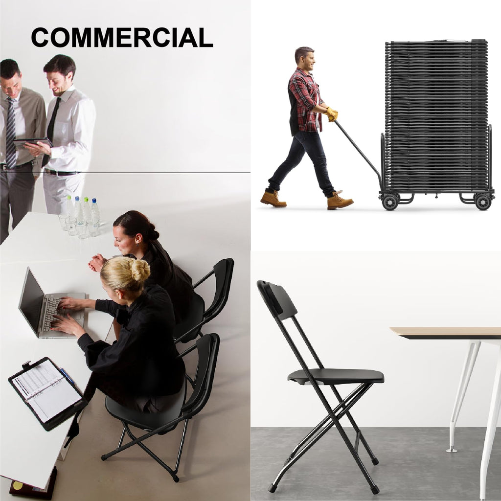 Black Plastic Folding Chairs, 10 Pack U27665