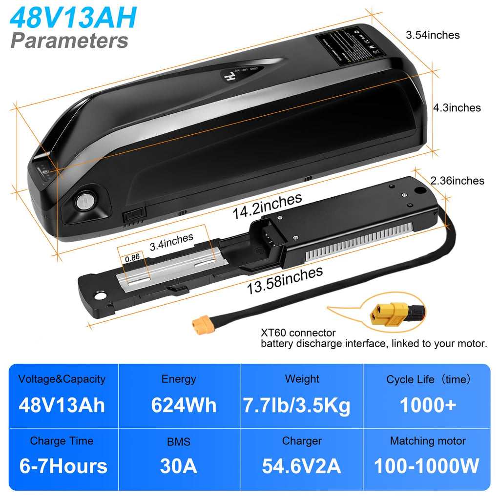 48V 13Ah Lithium Ebike Battery with 30A BMS Q2106
