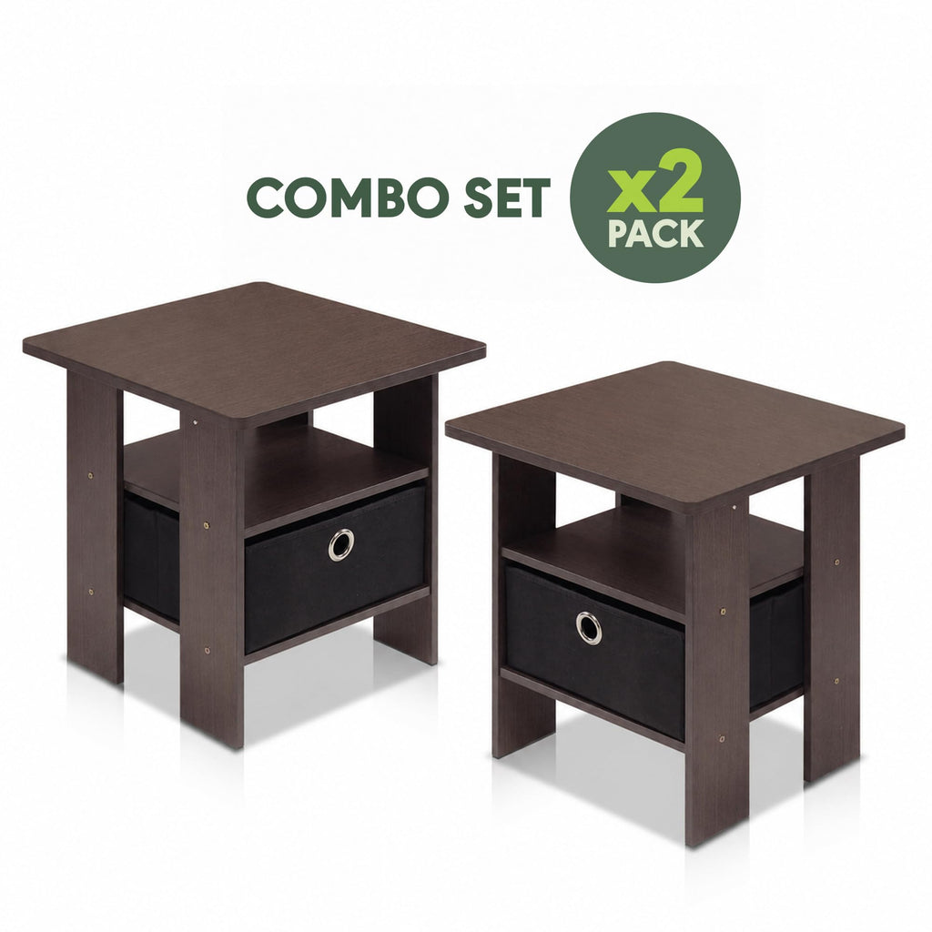 Brown 3-Tier Square Side Table Set of 2 I296024