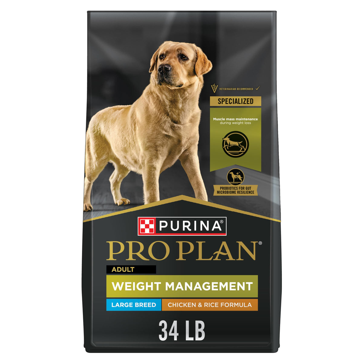 Weight Management Large Breed Dog Food Chicken 34 lb Bag E39468