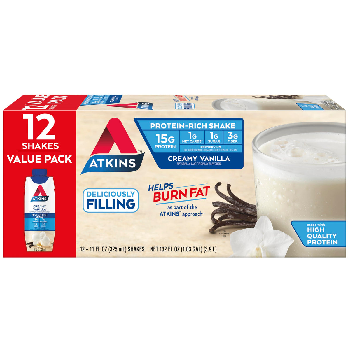 Milk Chocolate Vanilla Protein Shake, 15g Protein, 2g Net Carb W4563