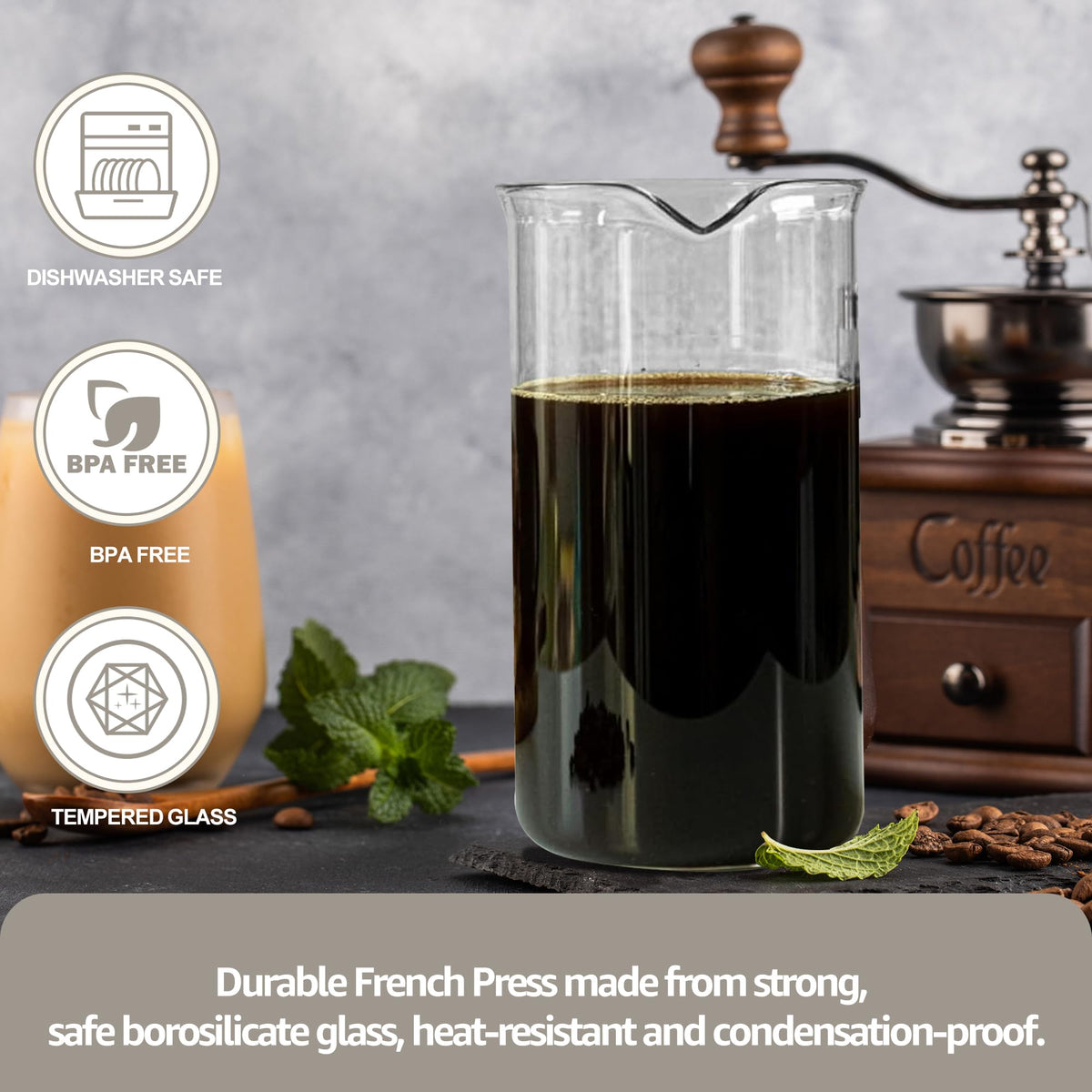 Glass French Press Replacement, 34 Ounce, Dishwasher Safe Y416189