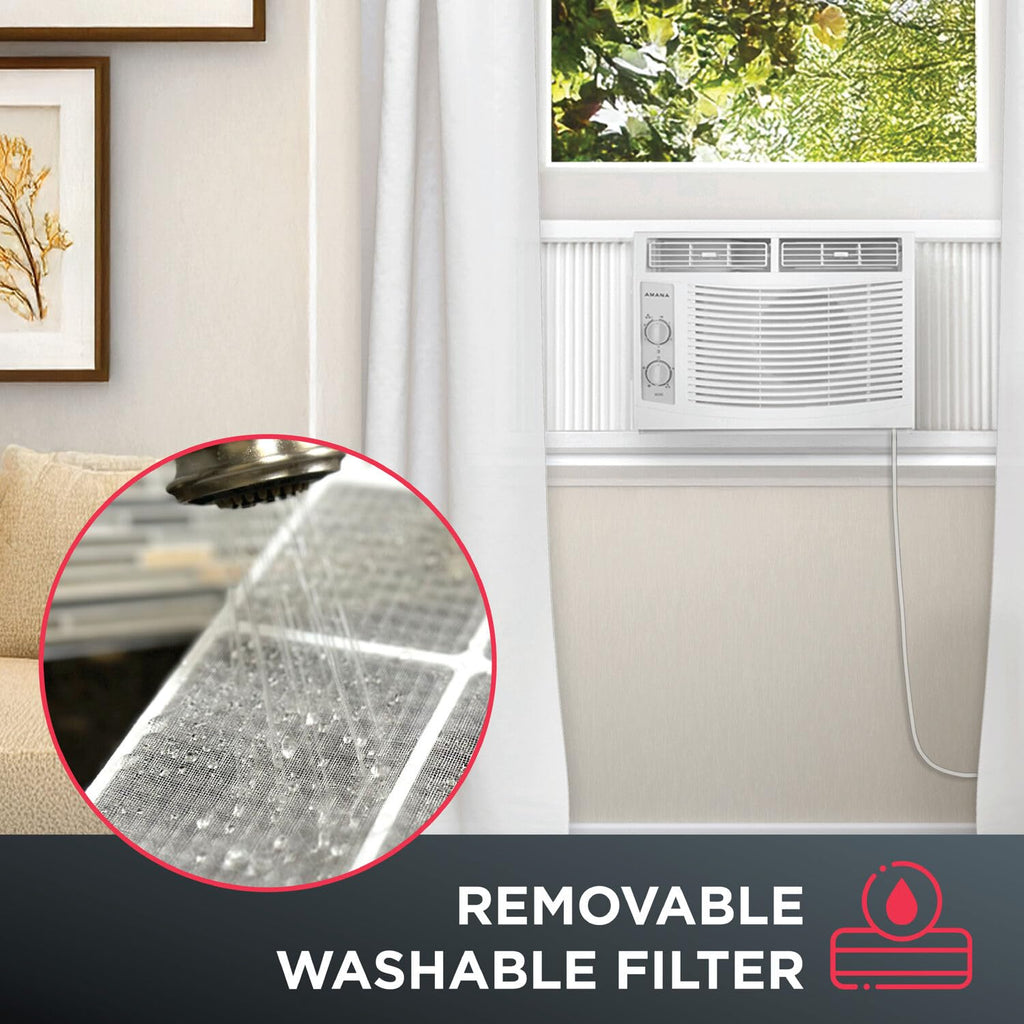 5,000 BTU Window Air Conditioner with Mechanical Controls, Dehumidifier, Washable Filter, 2 Fan Speeds, White I14952