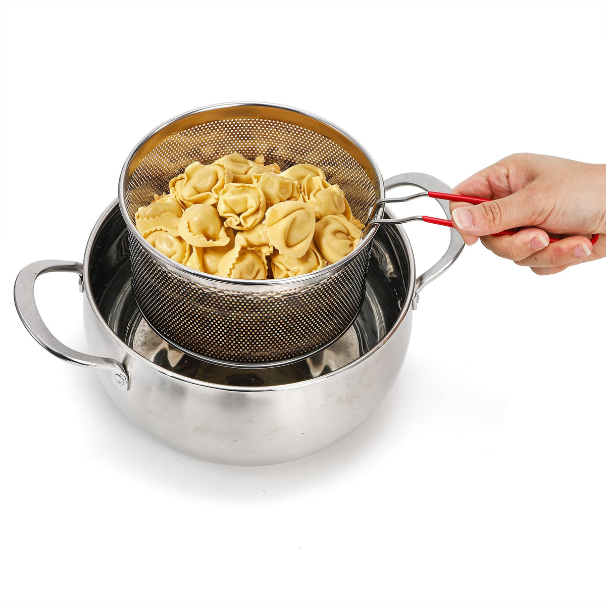 Set of 2 Stainless Steel Pasta Strainers with Removable Handle E7267