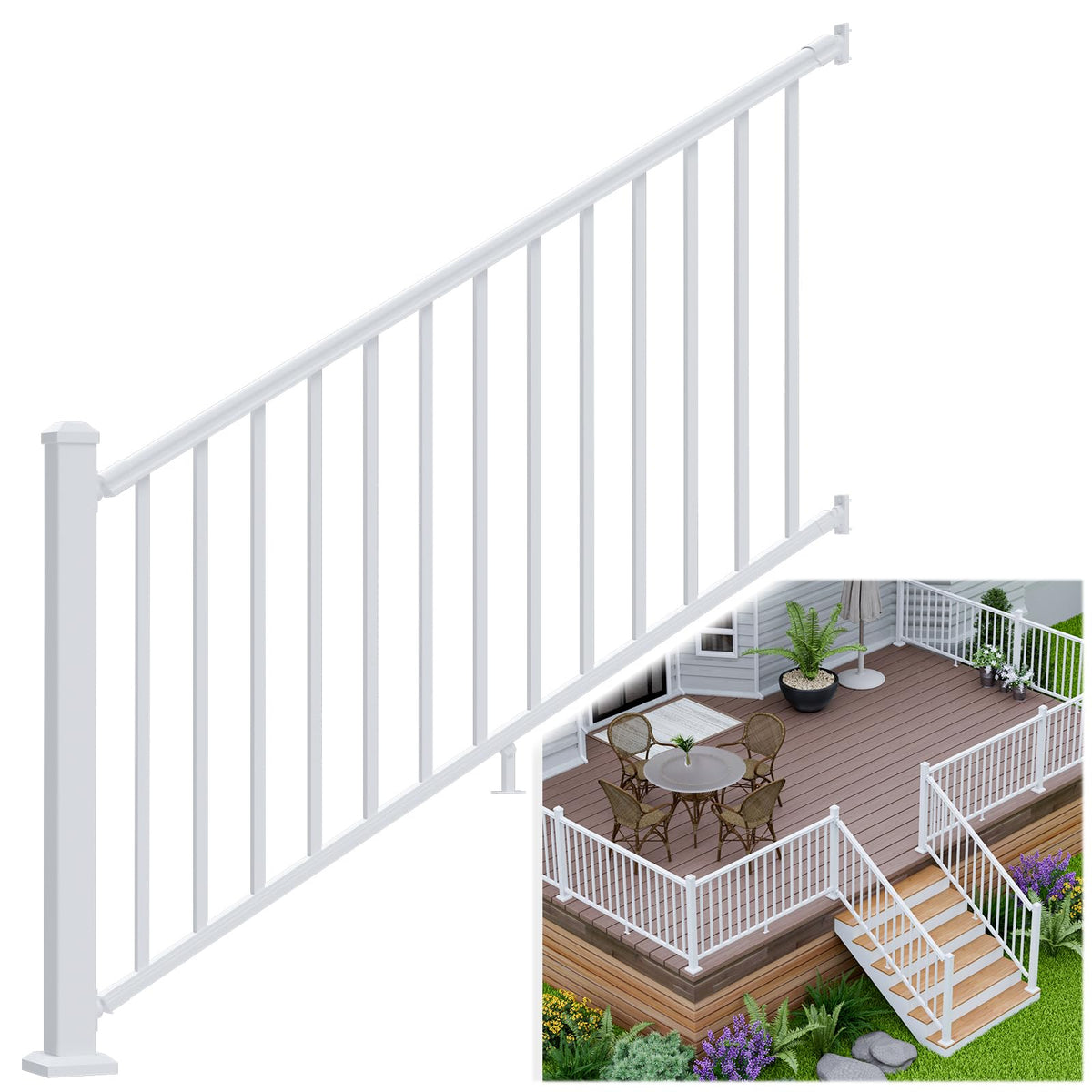 White Modular Stair Railing Kit Z22527