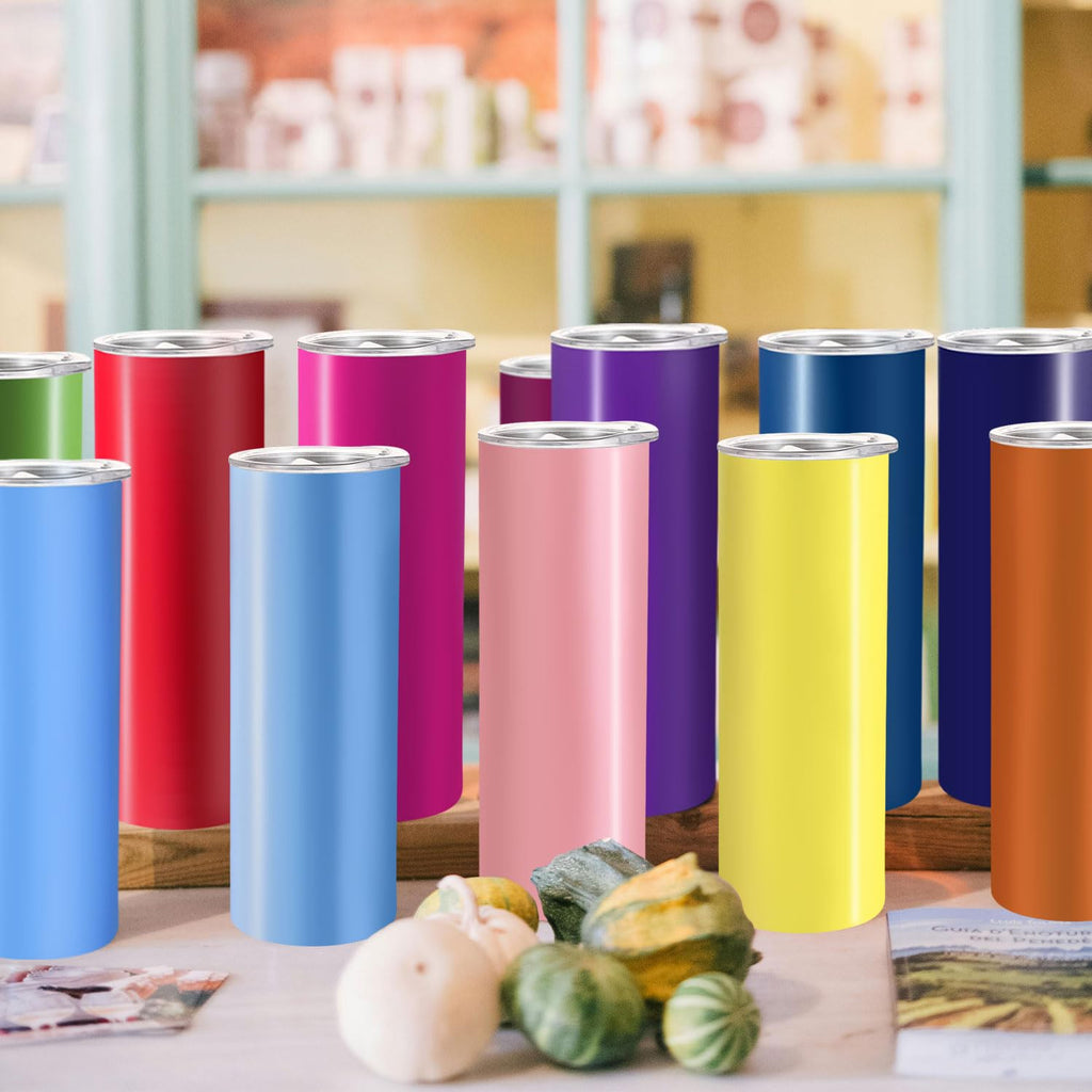 16 Pack 20oz Stainless Steel Insulated Tumblers with Lid and Straw E7263