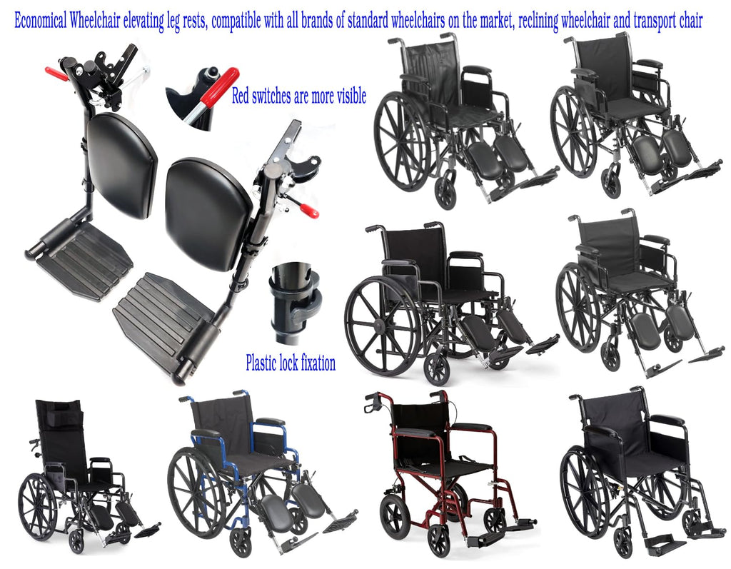 Wheelchair Elevating Leg Rest with Padded Leg Pads and Rotatable Adjustable Footrests D7576