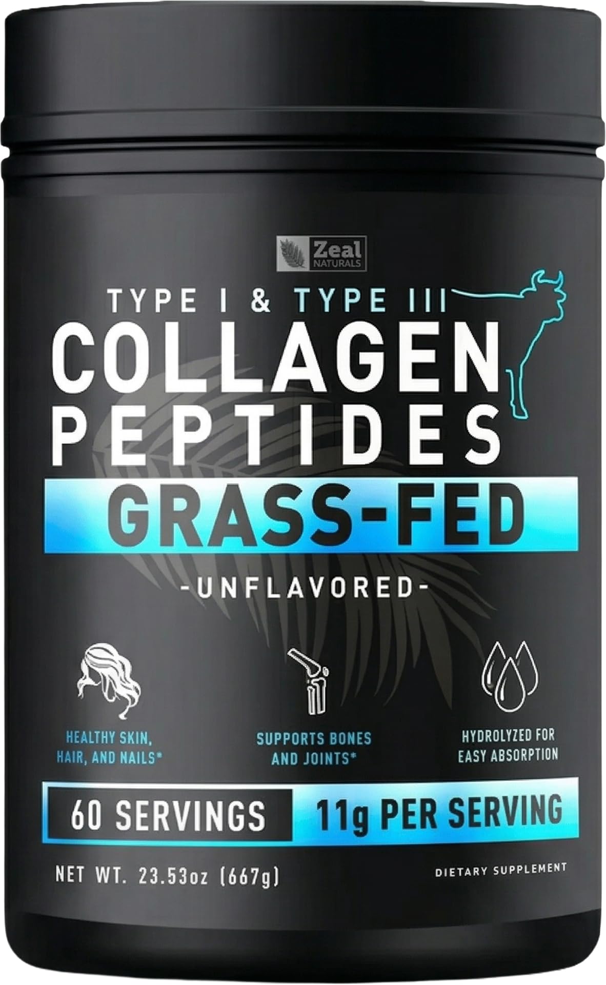 Hydrolyzed Collagen Peptides Powder, 10g Protein, Unflavored, 23.53 oz P43000