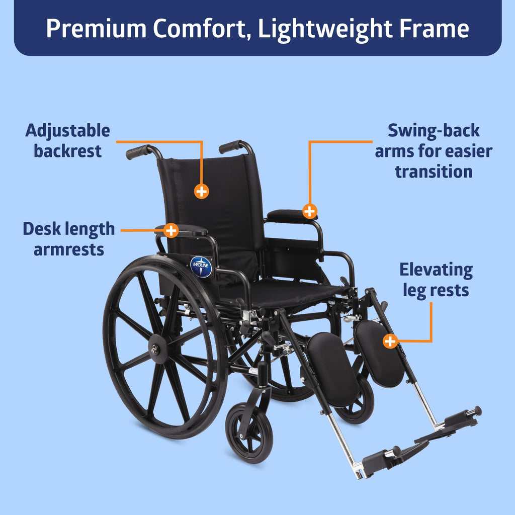 Lightweight Wheelchair with 18" Wide Seat and 300 lb. Weight Capacity J594836