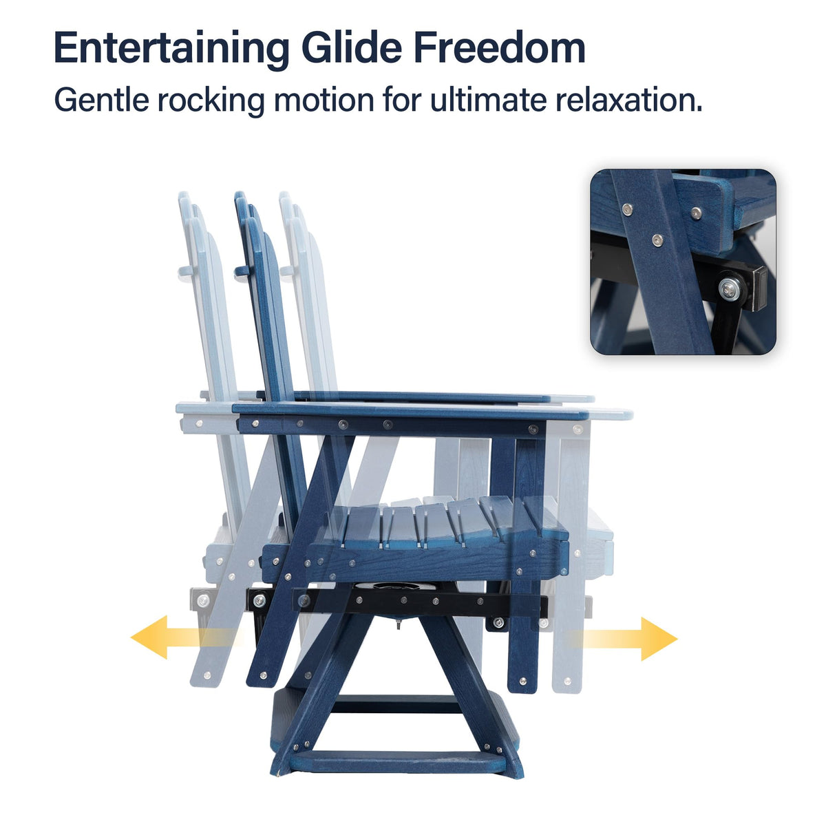 Blue 360° Swivel HDPE Adirondack Glider Chair A299