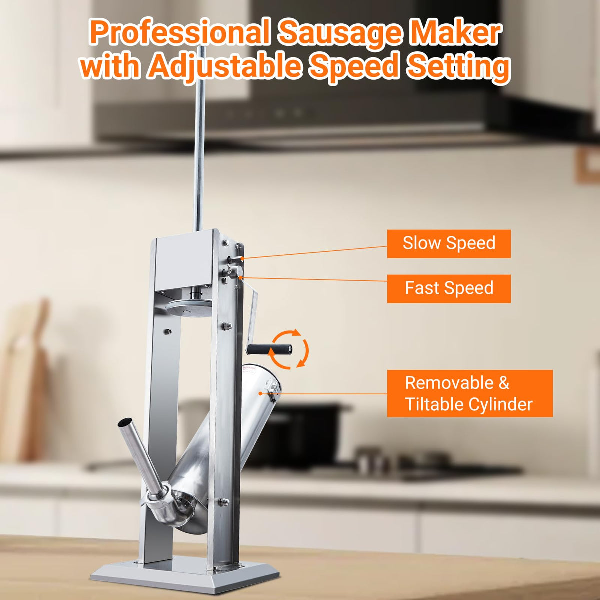 Manual Stainless Steel Sausage Stuffer with 4 Stuffing Tubes N61173