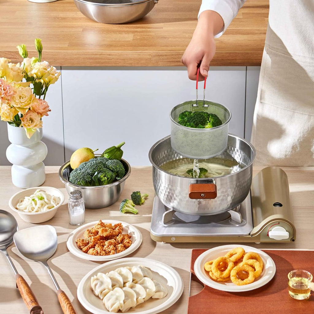 Set of 2 Stainless Steel Pasta Strainers with Removable Handle E7267
