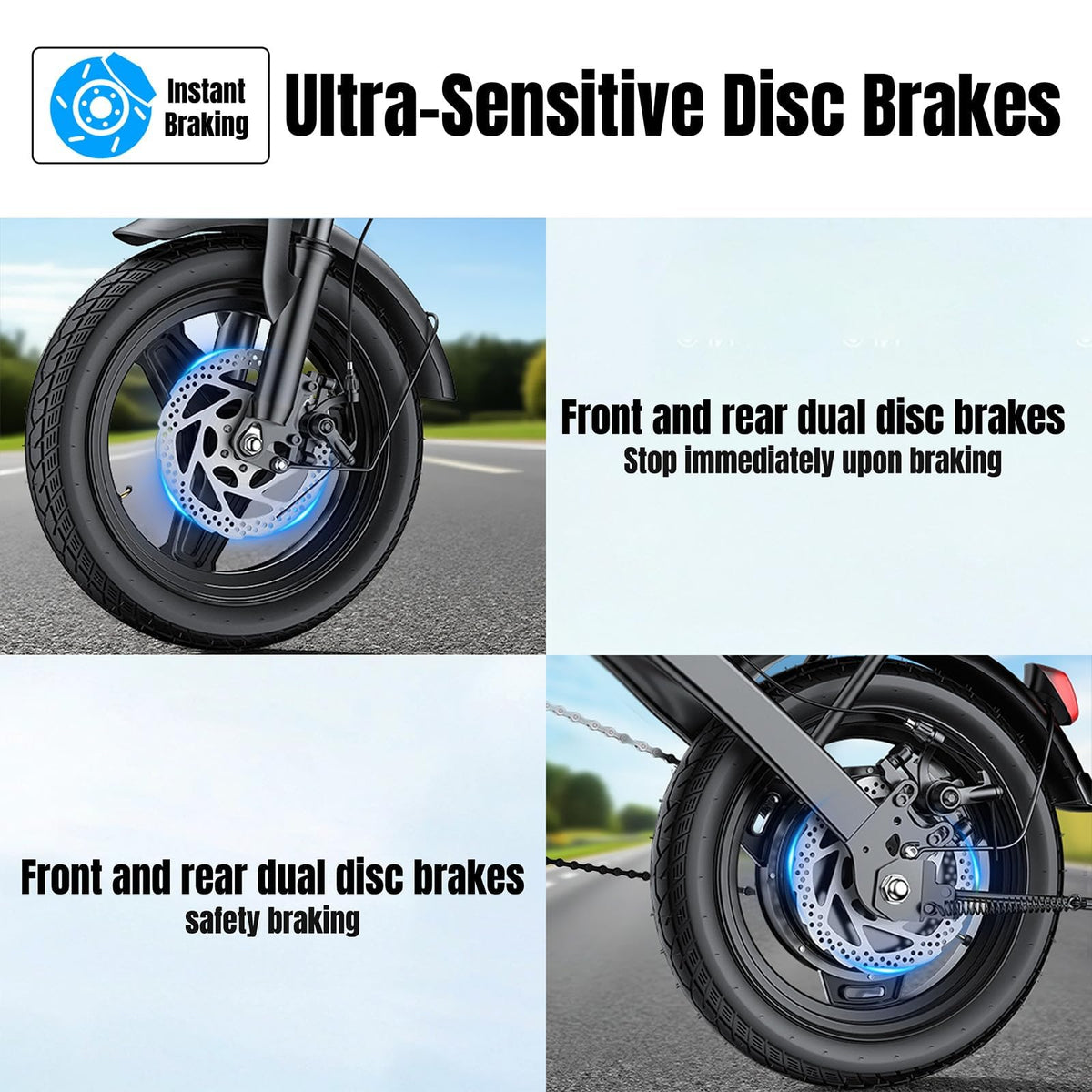 560W 24MPH 32 Miles Range 48V 10Ah 14" Foldable Electric Bike Q572596