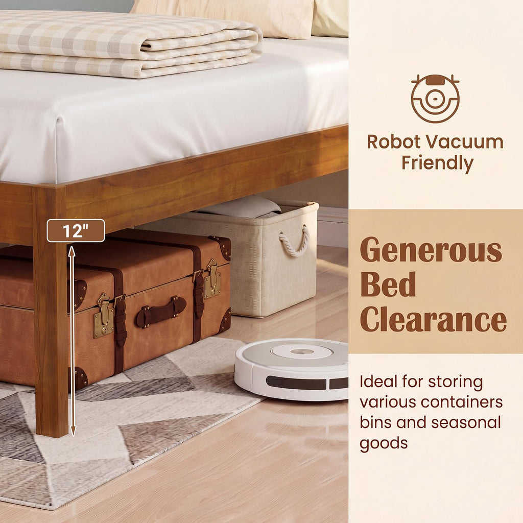 Twin Size Wooden Platform Bed with Headboard U45189