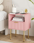 Pink Fluted Nightstand with Charging Station D308351