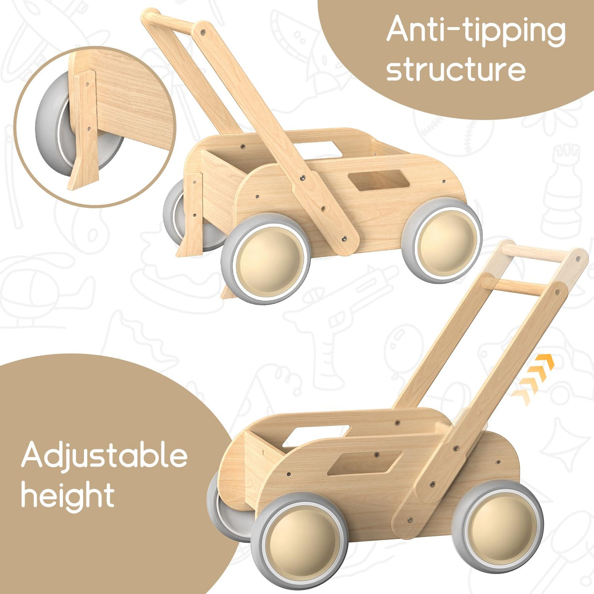 Wooden Baby Push Walker X37492