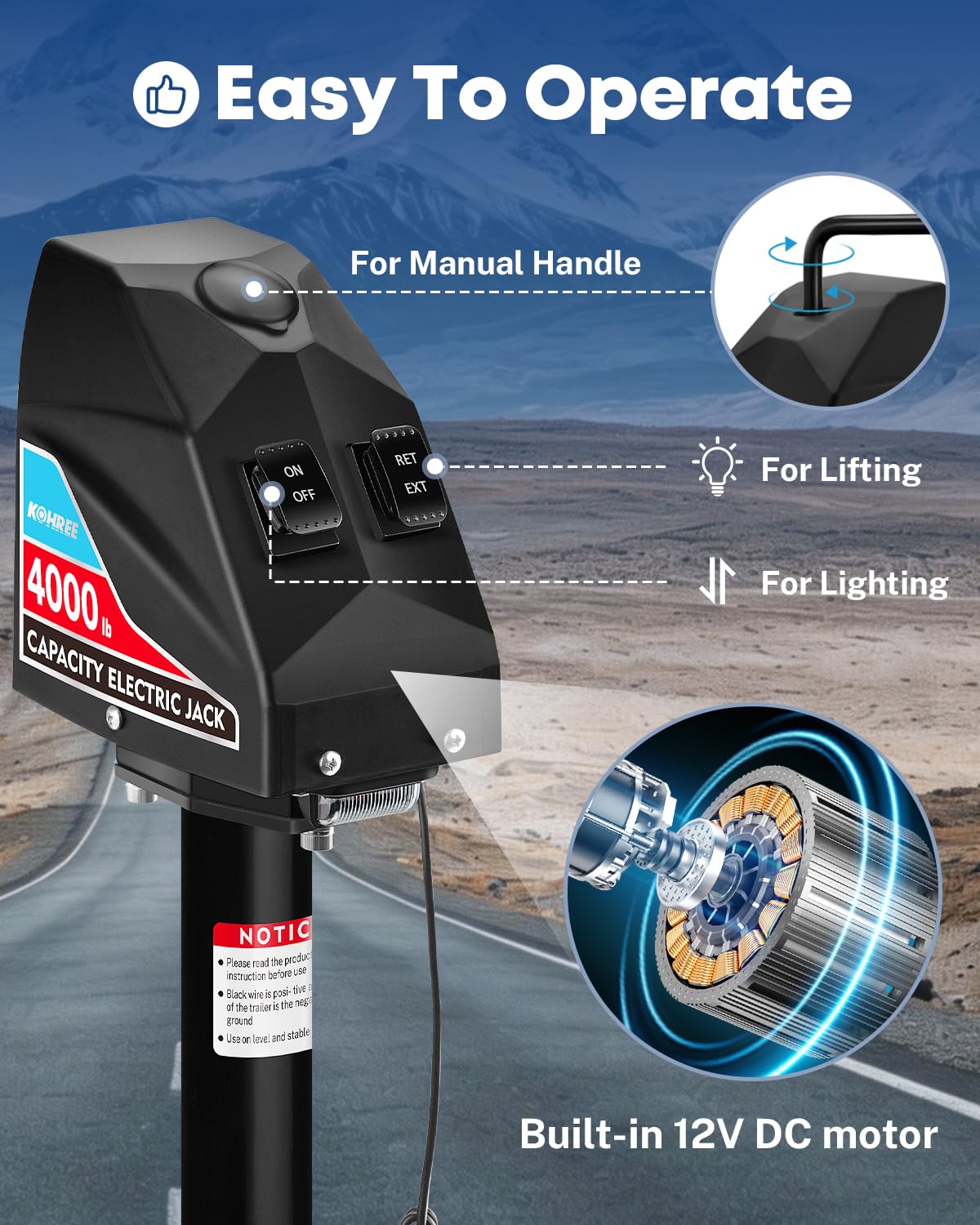 Electric Trailer Jack 4000lbs A-Frame W230491