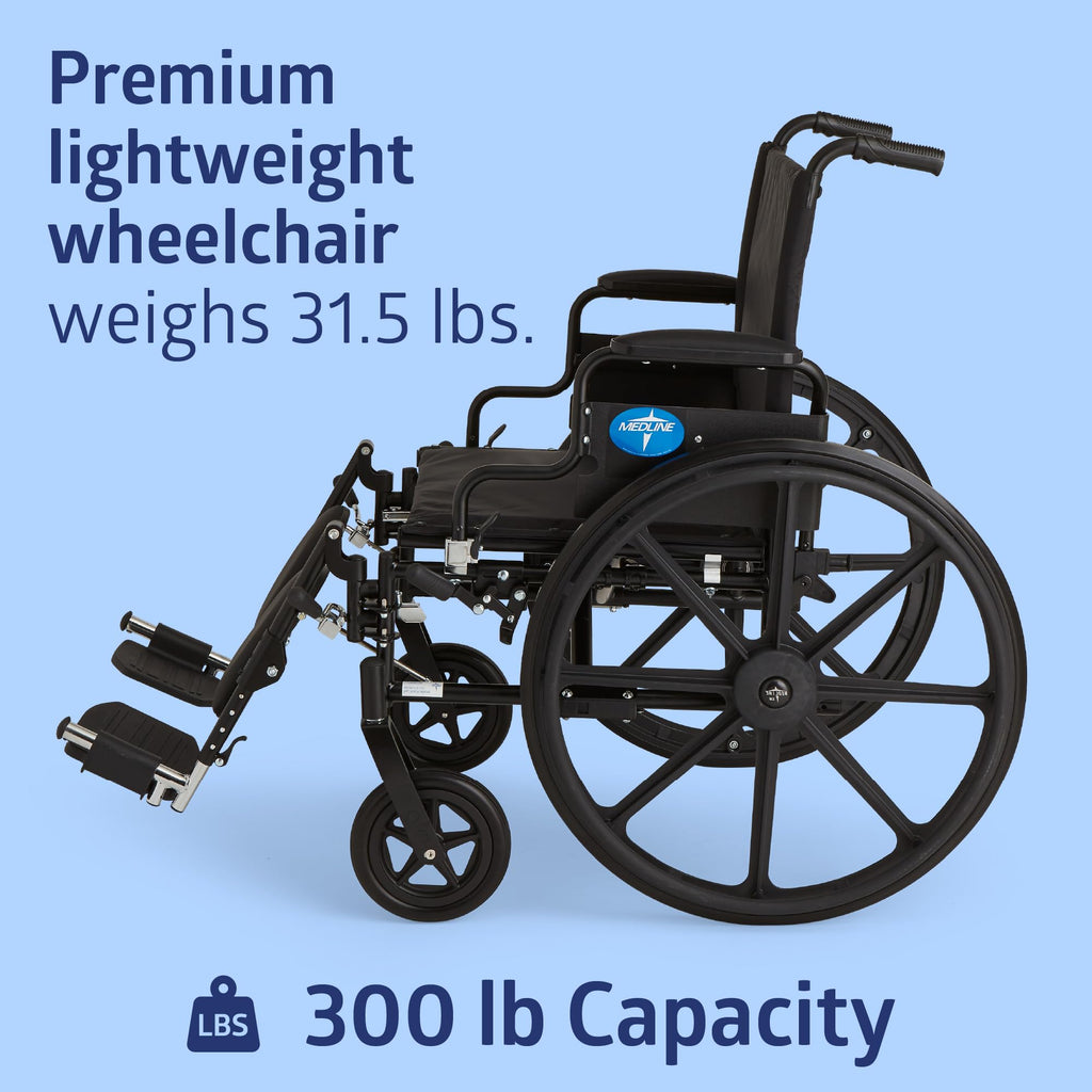 Lightweight Wheelchair with 18" Wide Seat and 300 lb. Weight Capacity J594836