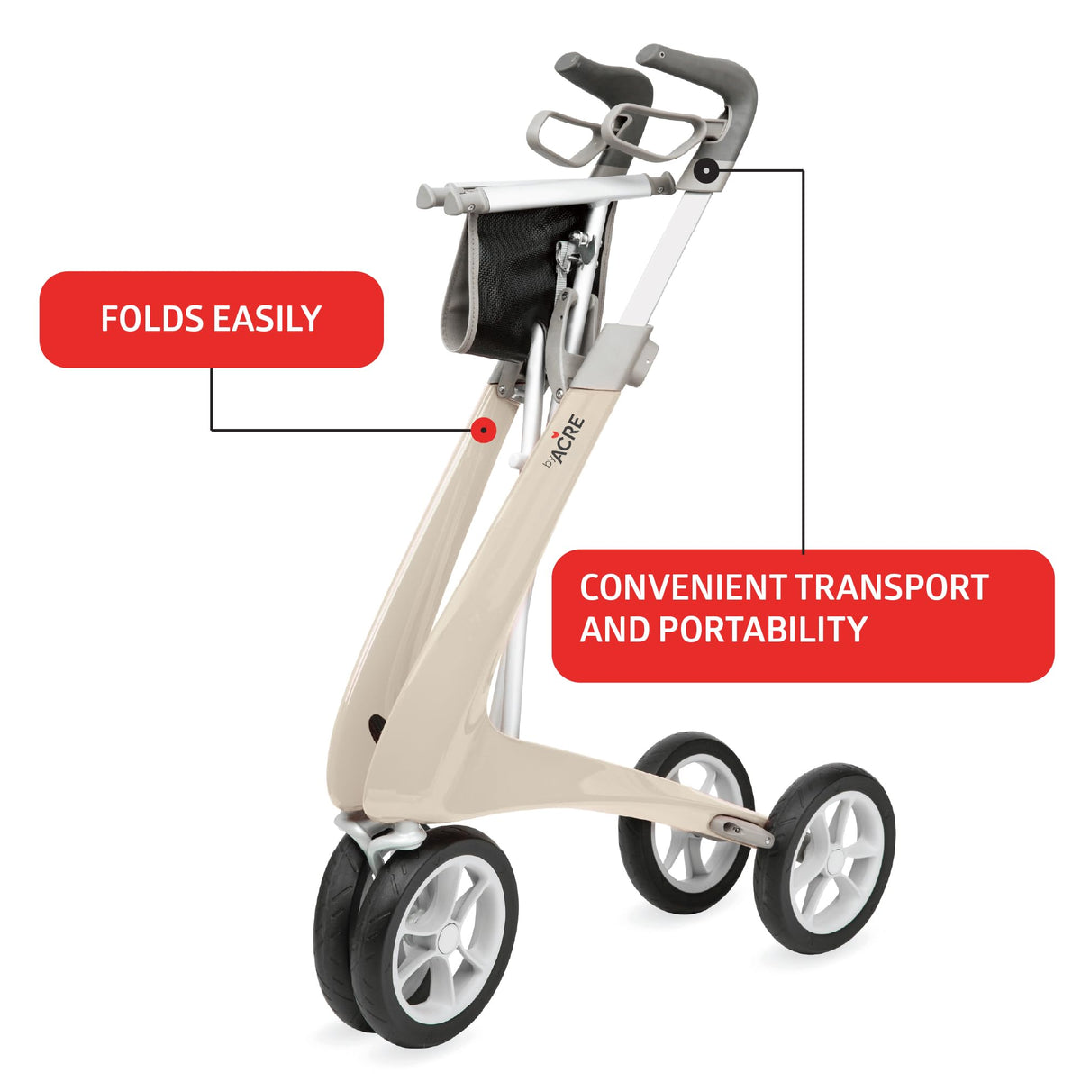 Carbon Ultralight Rollator Walker with Organizer Bag U2260