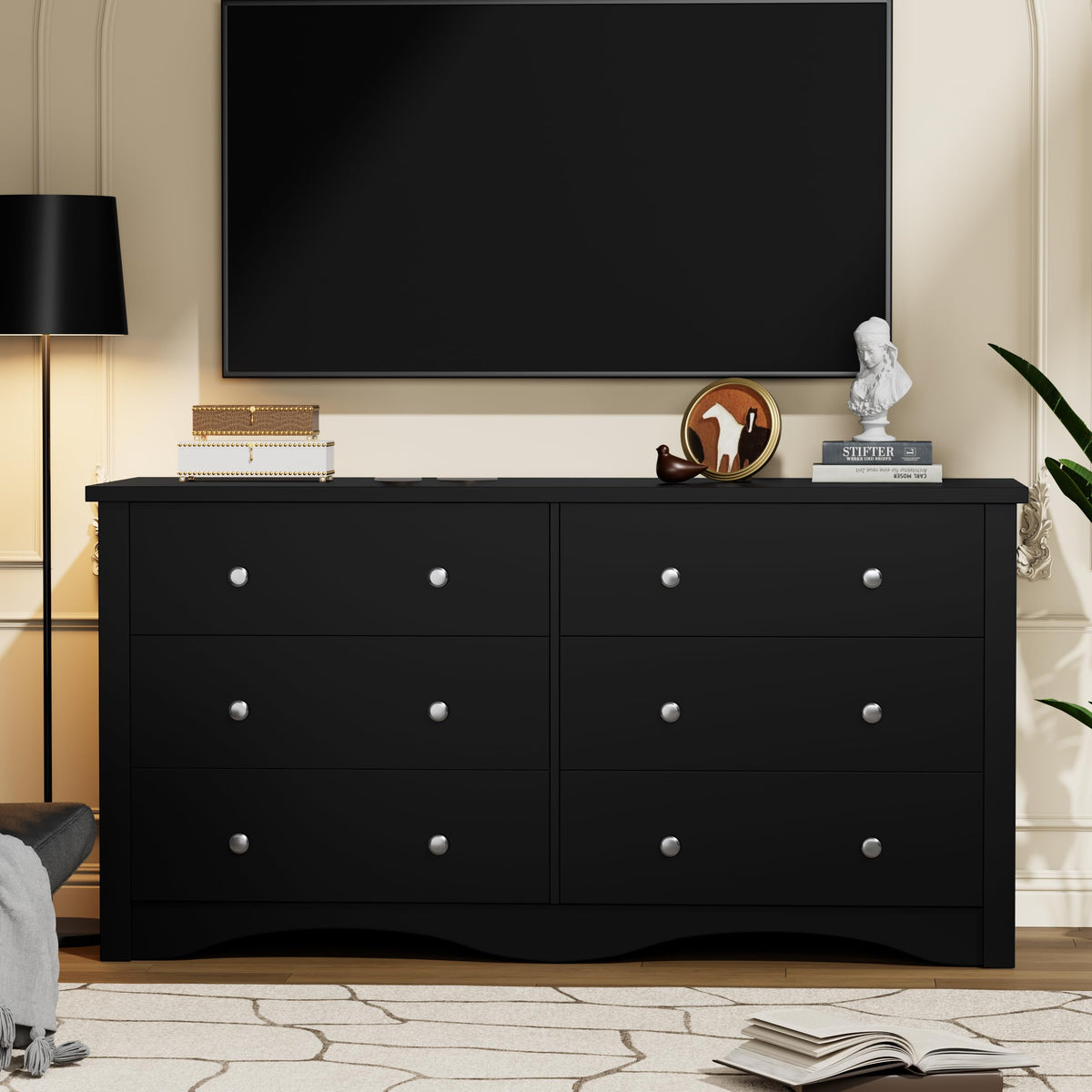 Black 6 Drawer Dresser K90411