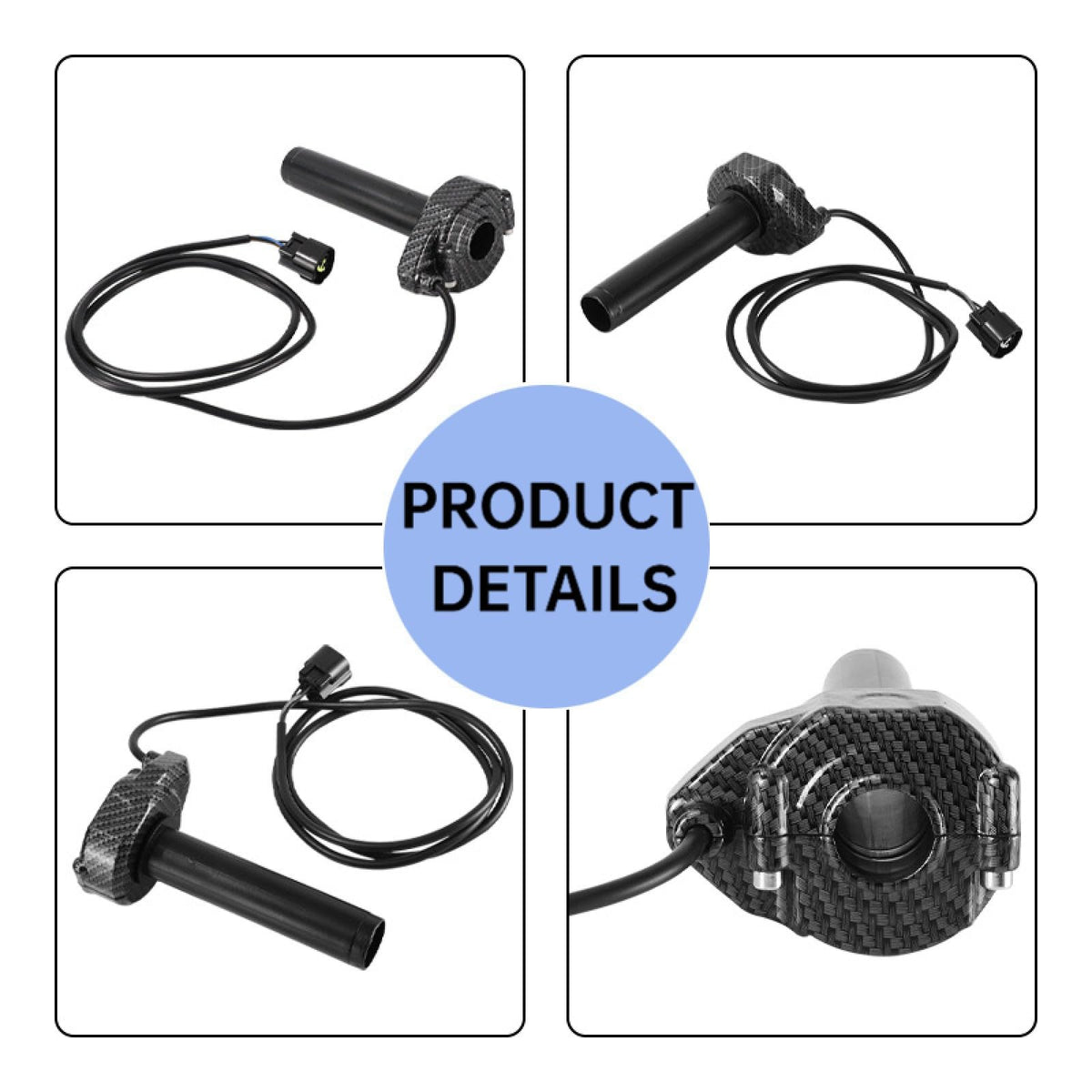 Electric Dirt Bike Twist Throttle Metal Housing Ribbed Grip 3 Pin Sealed Connector Q780