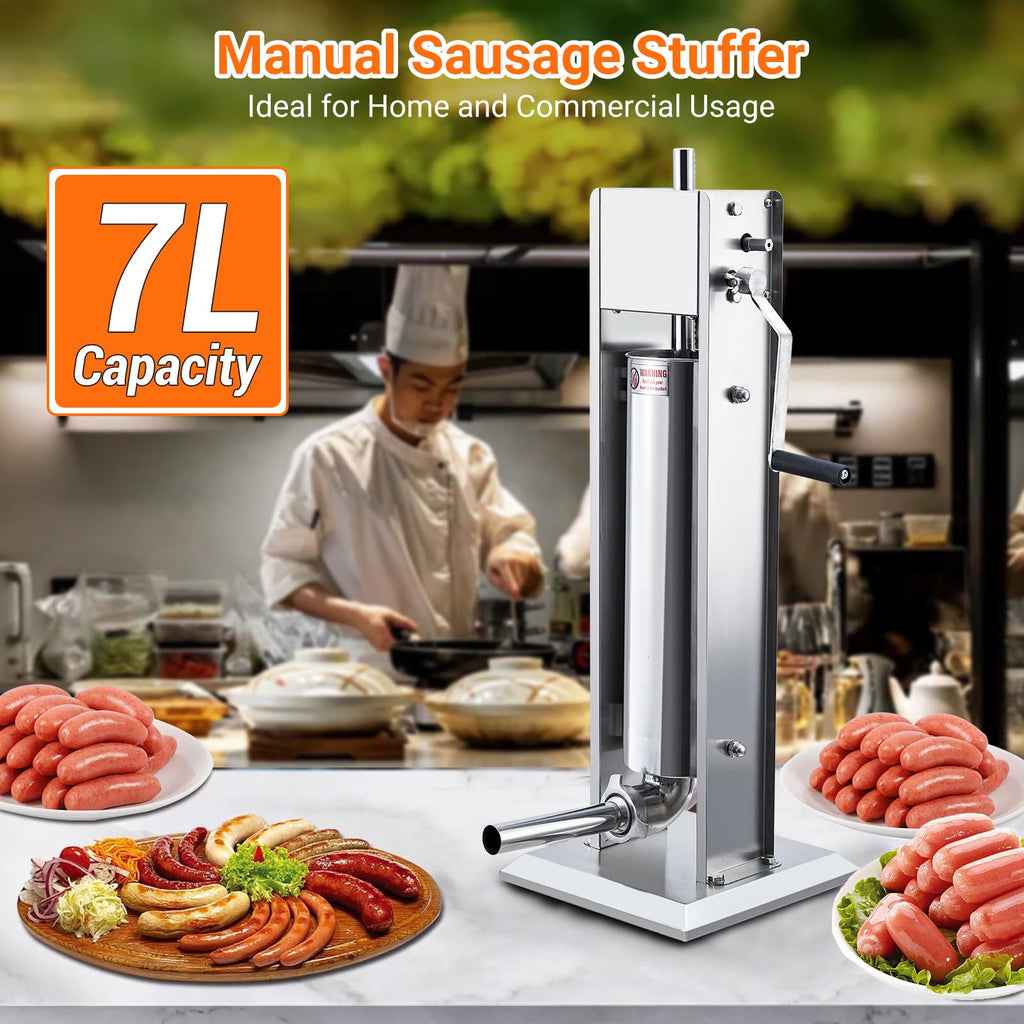 Manual Stainless Steel Sausage Stuffer with 4 Stuffing Tubes N61173