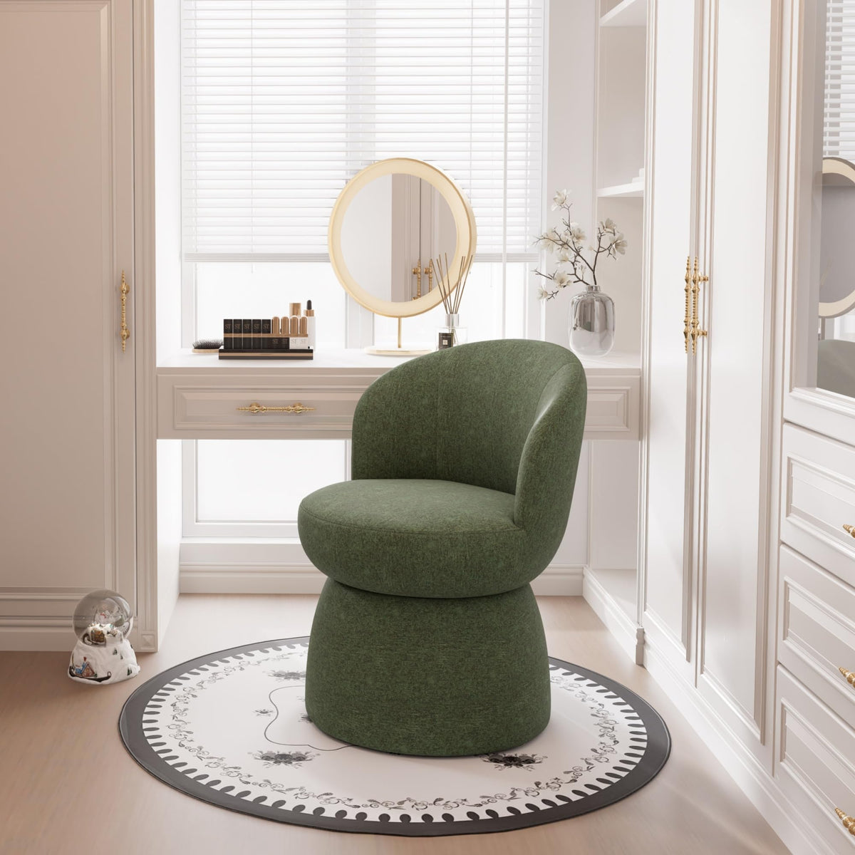 Green Boucle Fabric Swivel Accent Chair Set of 2 W161448