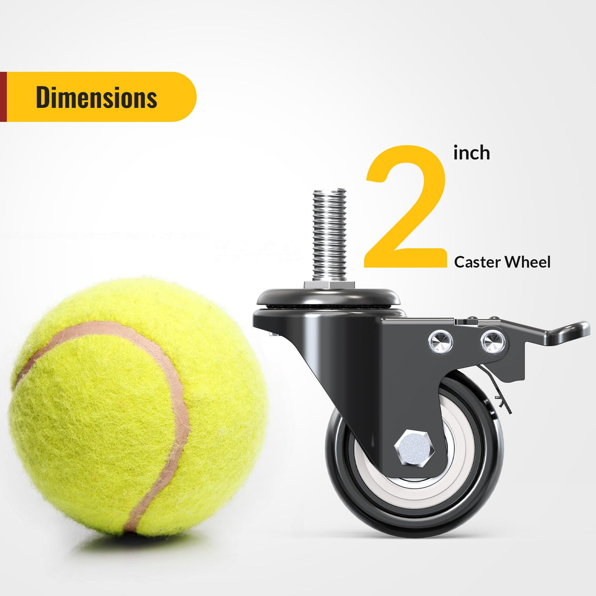 2 inch Total Locking Stem Caster Wheels Set of 4 Black E517571