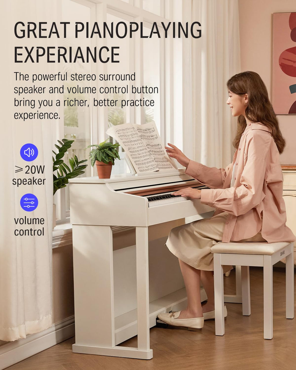 88-Key Weighted Action Digital Piano with Furniture Stand R9861