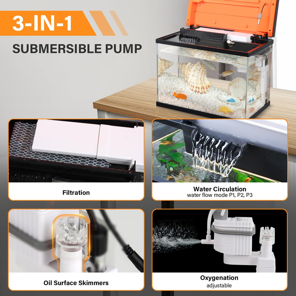 10 Gallon Glass Aquarium Starter Kit with Light Heater Pump Filter M280
