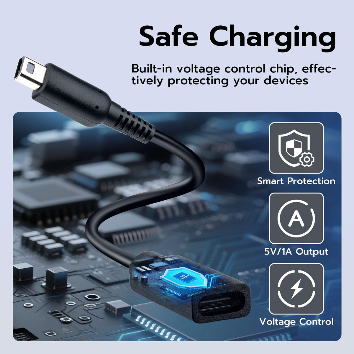 USB-C to 3DS Charger Cord Black H4936