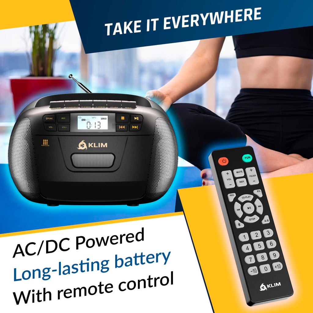 Black CD Cassette Player Boombox with Bluetooth and AM FM Radio I951556