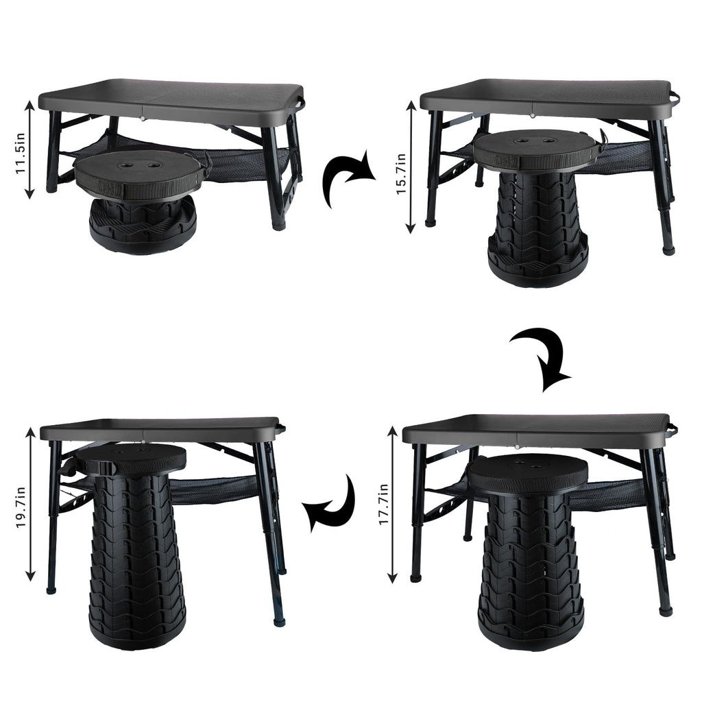 Black 4 Foot Folding Table and Stool V4269