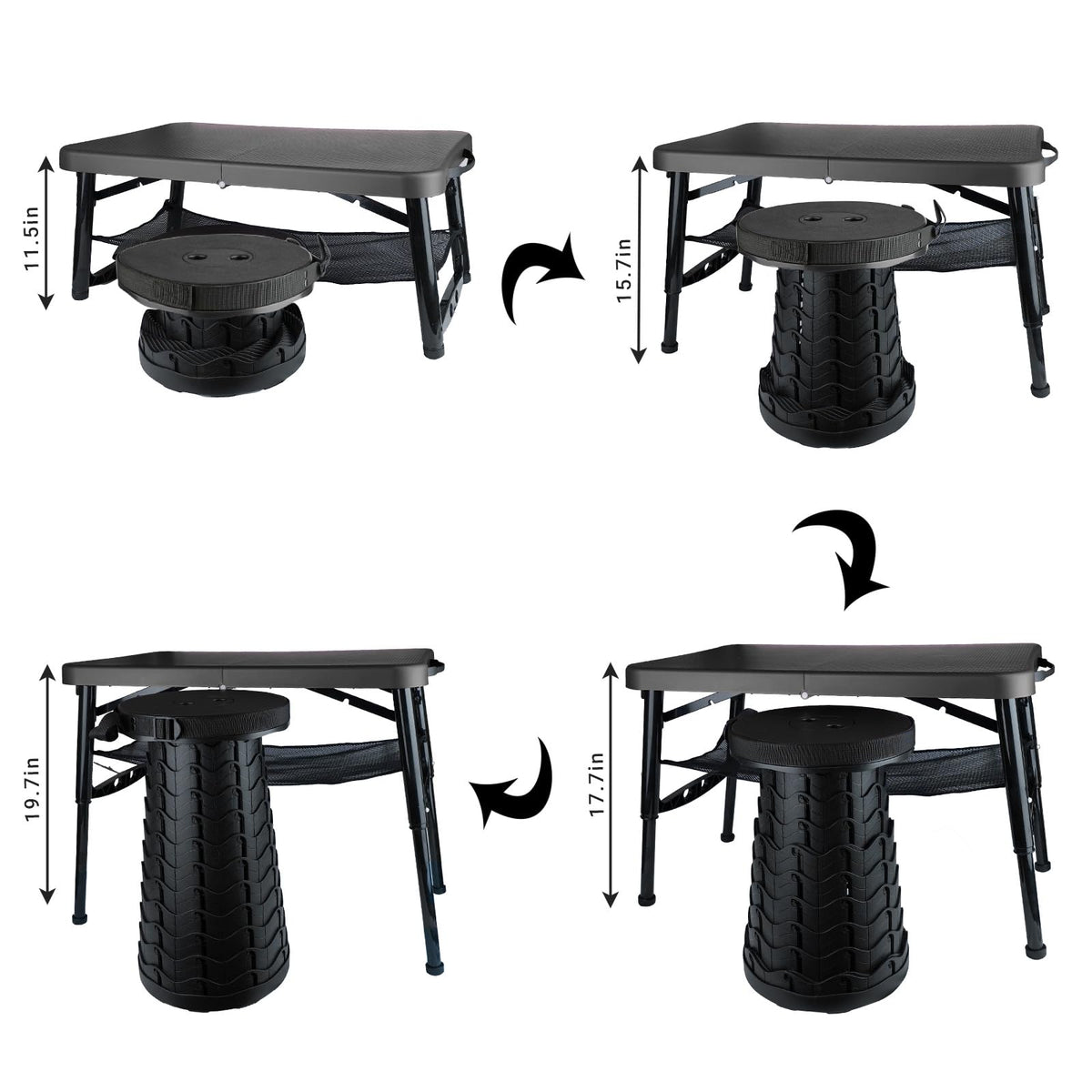 Black 4 Foot Folding Table and Stool V4269