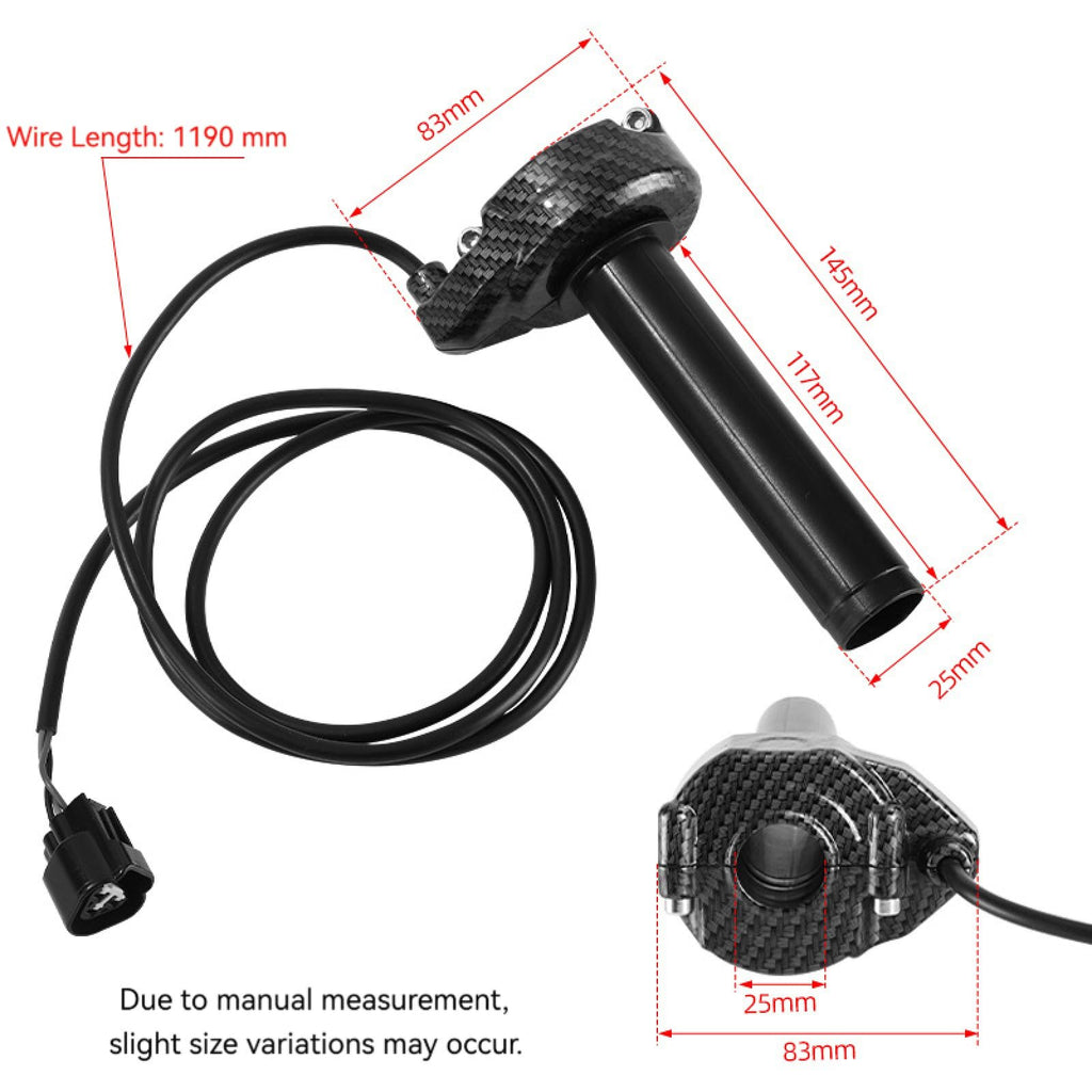 Electric Dirt Bike Twist Throttle Metal Housing Ribbed Grip 3 Pin Sealed Connector Q780
