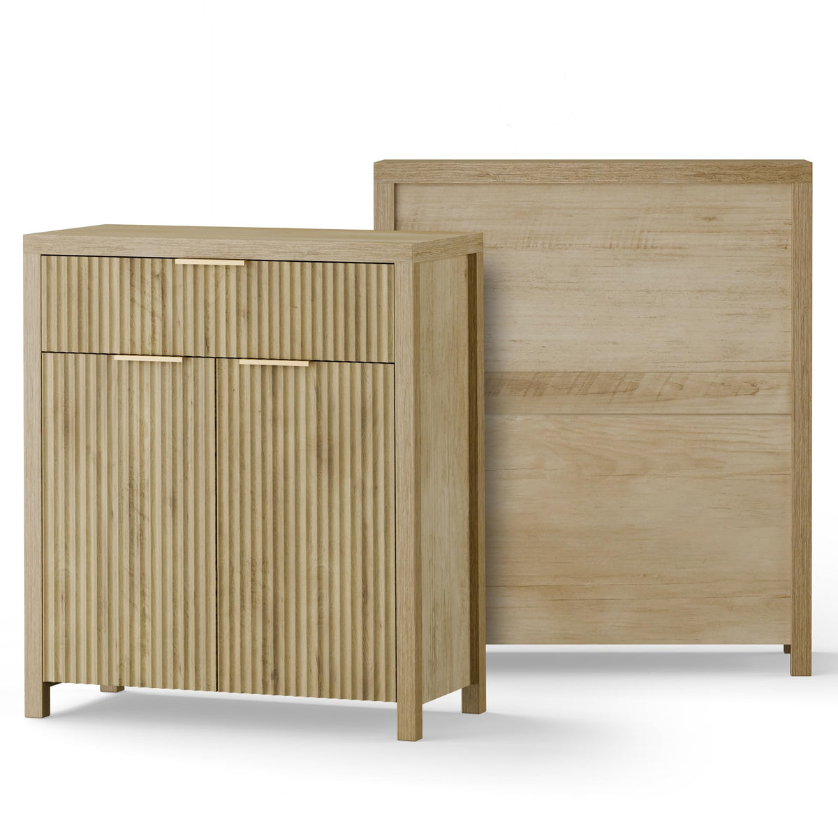 Natural Oak Storage Cabinet with Adjustable Shelves W790