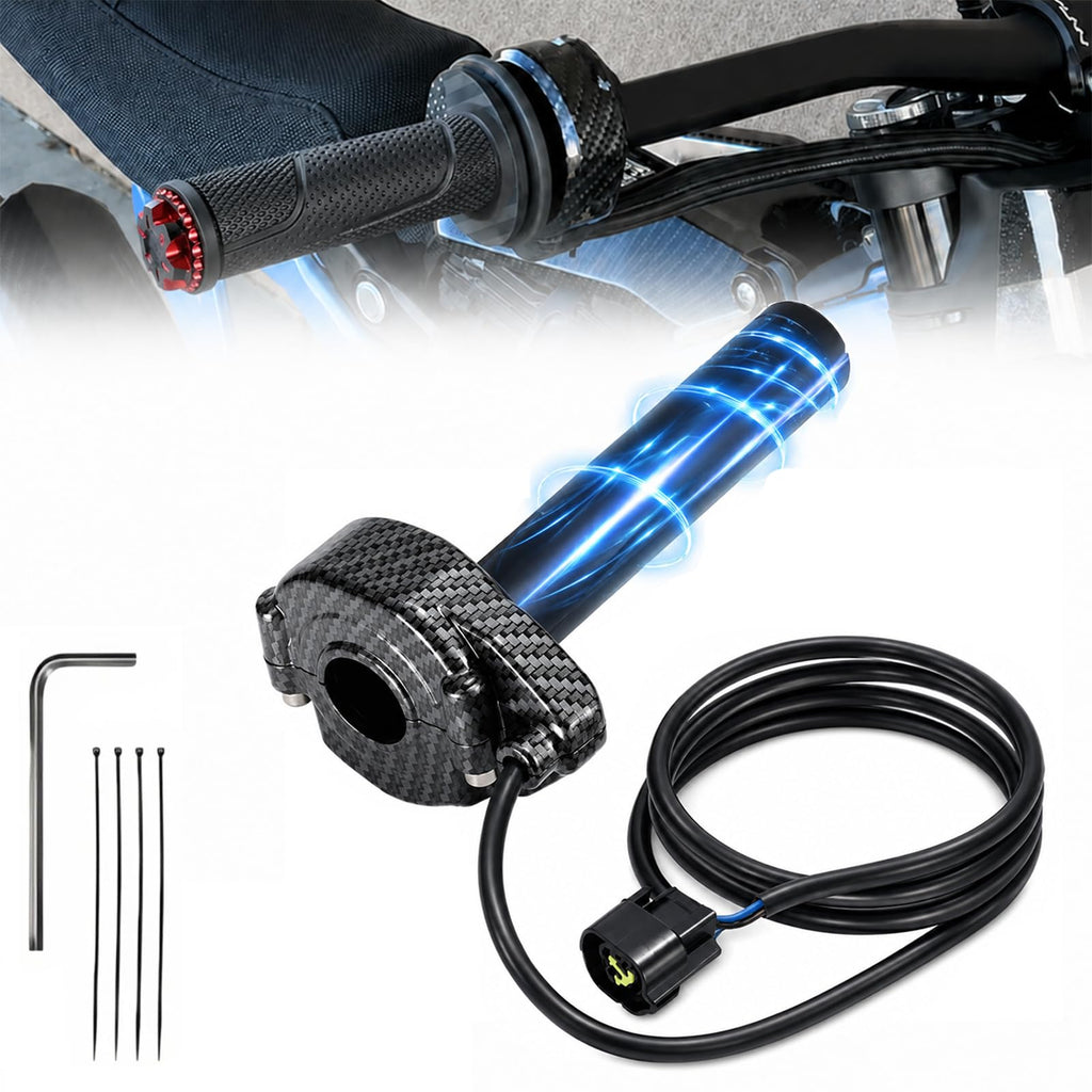 Electric Dirt Bike Twist Throttle Metal Housing Ribbed Grip 3 Pin Sealed Connector Q780