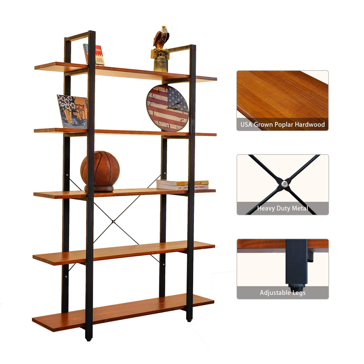 Solid Wood 5 Tier Bookshelf H47910