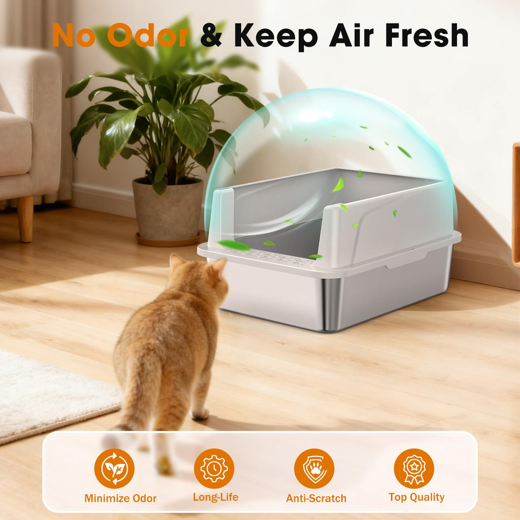 Stainless Steel Litter Box with Lid V547693