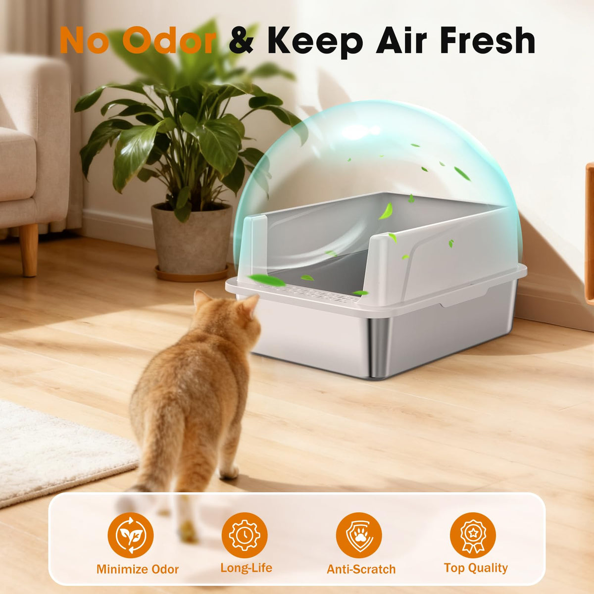 Stainless Steel Litter Box with Lid V547693