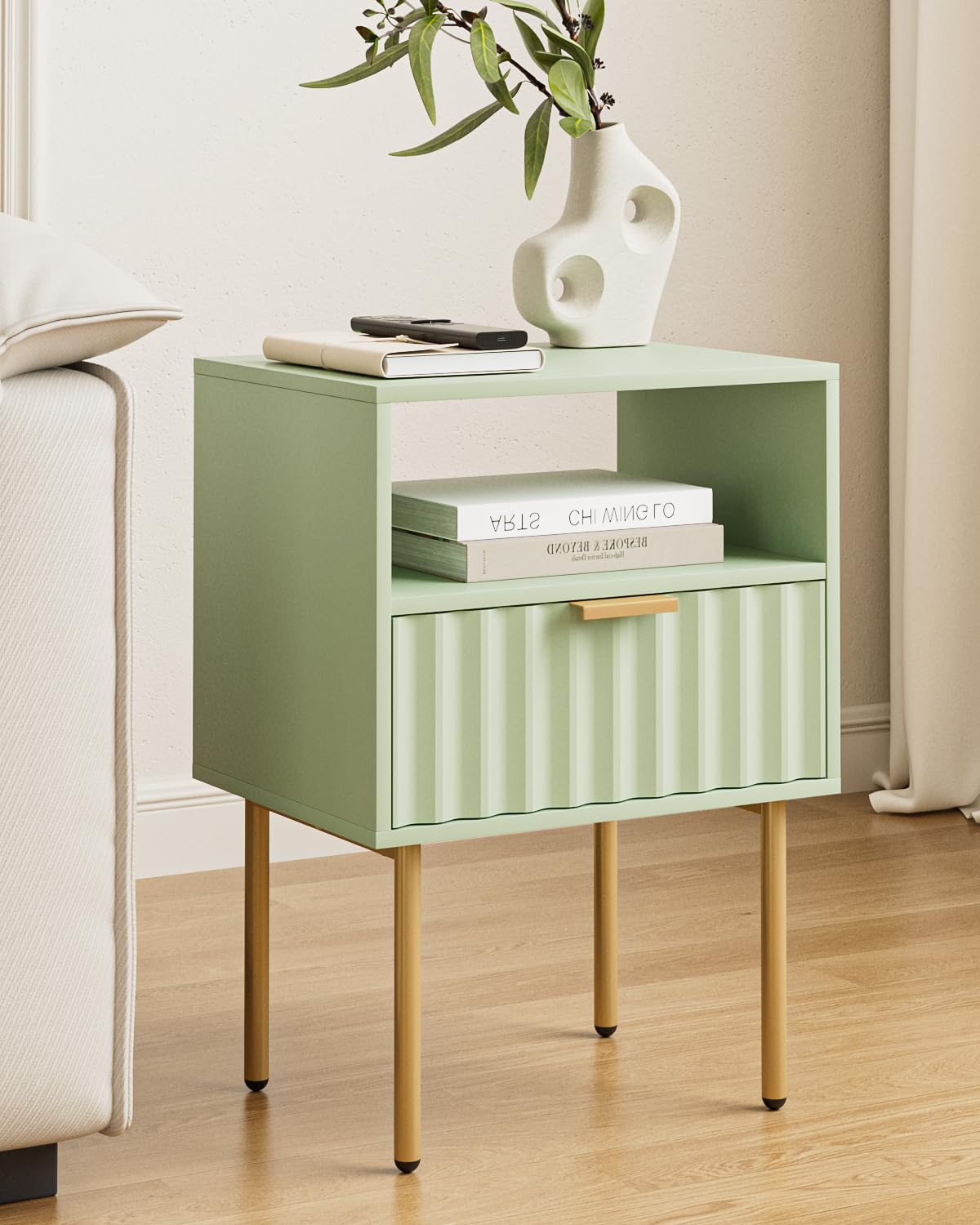 Green Night Stand with Drawer and Shelf M153056