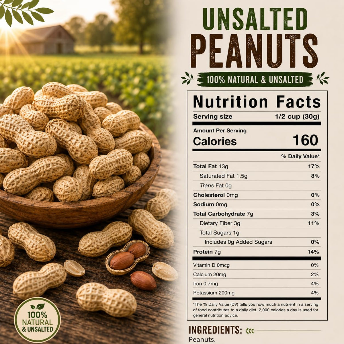 4 LB Unsalted Roasted Peanuts In Shell H734